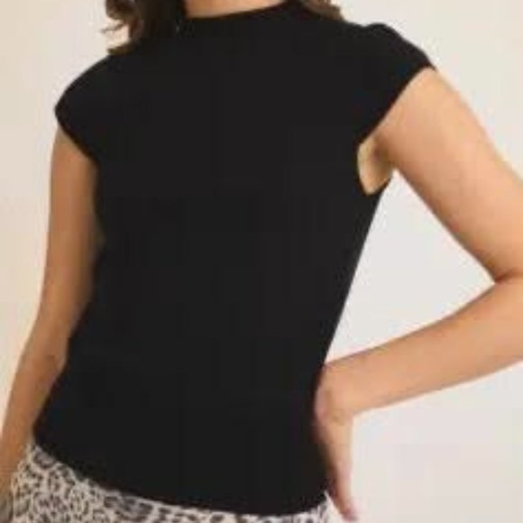 Mock Neck Cap Sleeve Knit Top- NWT - Picture 2 of 3